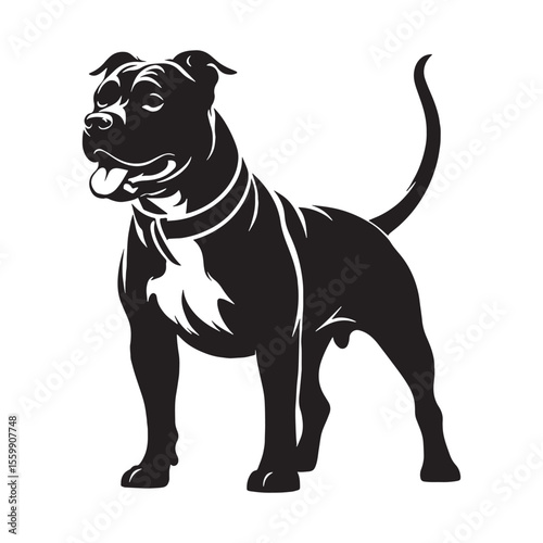Representing a Pitbull canine digital black visual, accurately portraying the breed - Pitbull silhouette - Pitbull Vector - Silhouette of Pitbull - dog vector

