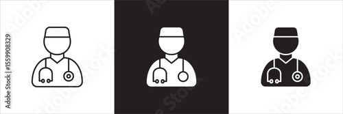 Male doctor icon. Male nurse medical staff icon. Healthcare symbol. Icon symbol compatible for medic consultation, surgeon, nurse, physician, health care. Vector illustration