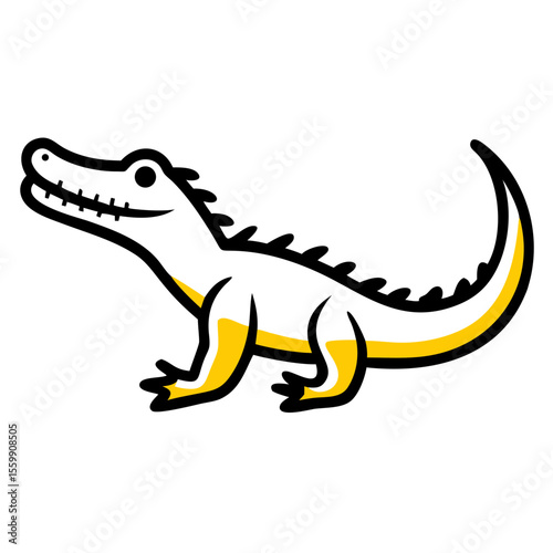 Crocodile Silhouette Vector – Isolated Black Reptile Shape
