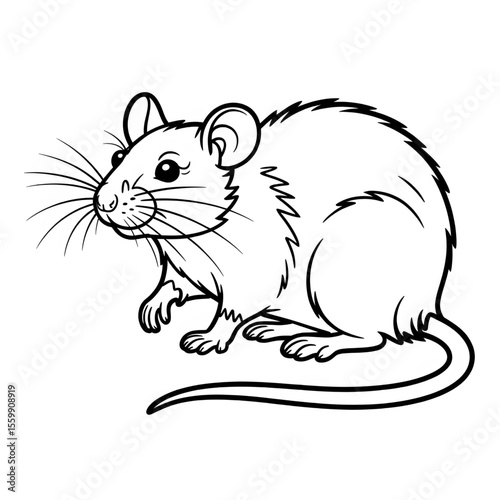 vector illustration of a white rat line art design