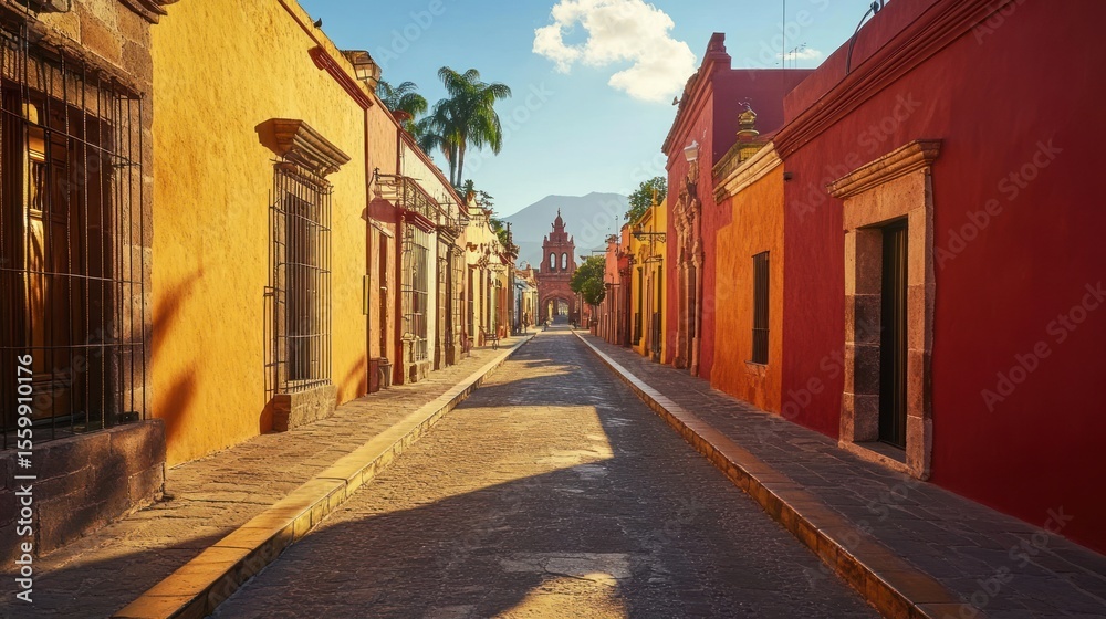 Fototapeta premium Colorful street in a historic town