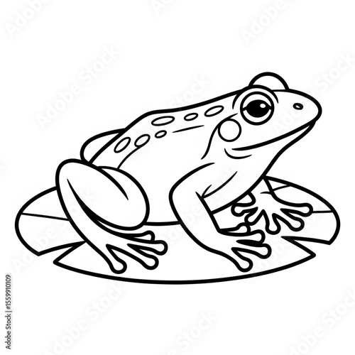 Line drawing of a frog coloring page