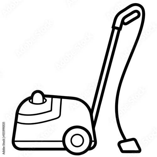 Flat Vacuum Cleaner Vector with Pipe & Wheels – No Human, White Background