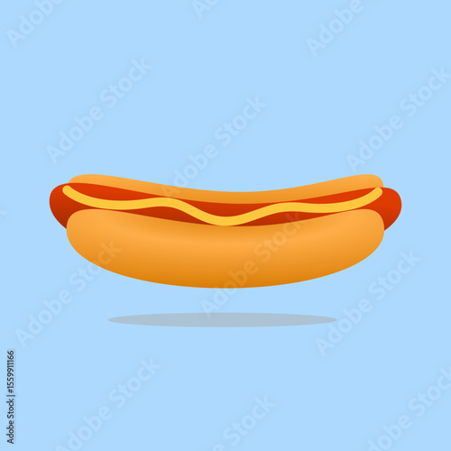 Illustration vector graphic of hotdog isolated on blue background.