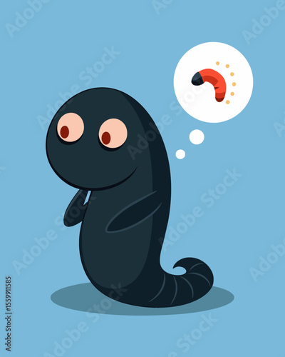 A small black leechlike constantly whispering in a persons ear filling their mind with selfdoubt insecurities and negative thoughts.. Vector illustration