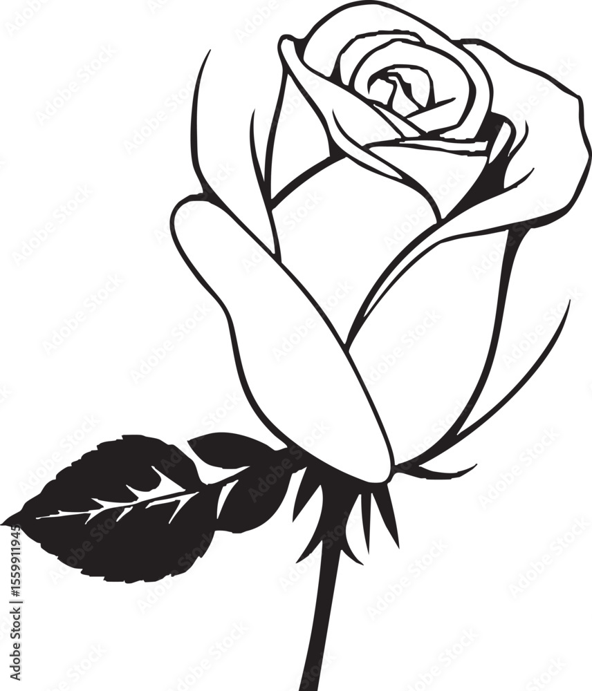 Elegant Rose Outline: Detailed Black & White Vector for Floral Designs, Love & Nature Themes
Elegant Rose Outline: Detailed Black & White Vector for Floral Designs, Love & Nature Themes