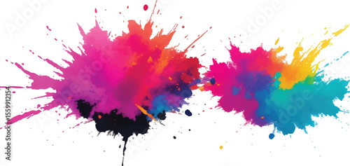 Dynamic Holi Paint Powder Explosion with Rainbow Color Dust Burst on White Background – Colorful Festival Splash Symbolizing Energy, Joy, and Artistic Expression in Motion
