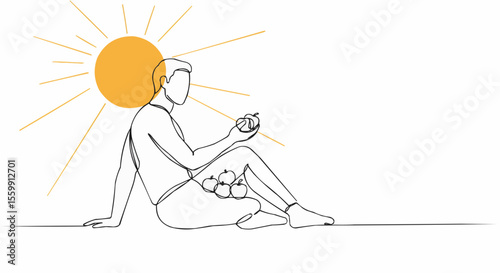 Man sitting in sun illustration