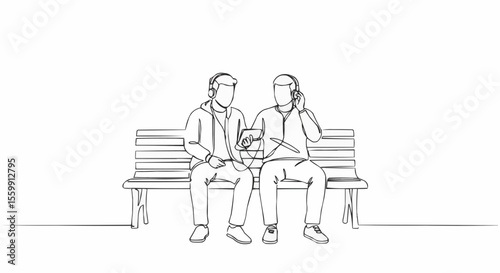 Two people are sitting on a bench, engrossed in a conversation.
