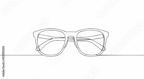 One-line drawing of stylish eyeglasses.