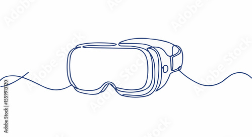 Minimalist line drawing of a VR headset, illustrating innovation and immersive technology.