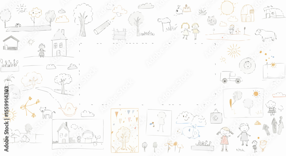 Obraz premium Line art illustration. A drawing style design with line art, simple and minimalist elements to create a versatile background. 