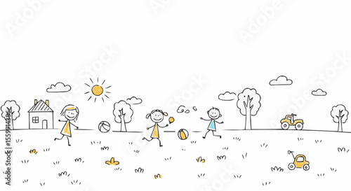 Kids Playing with ball illustration