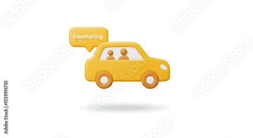 Yellow car sharing icon on a white background.