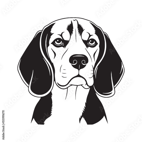 Presenting a well-defined Beagle digital black image, with sharp, recognizable lines - Beagle silhouette - Beagle Vector - Silhouette of Beagle - dog vector


