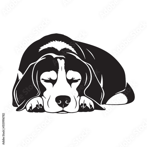 Featuring an artistic Beagle digital black profile, with a minimalist yet striking aesthetic - Beagle silhouette - Beagle Vector - Silhouette of Beagle - dog silhouette

