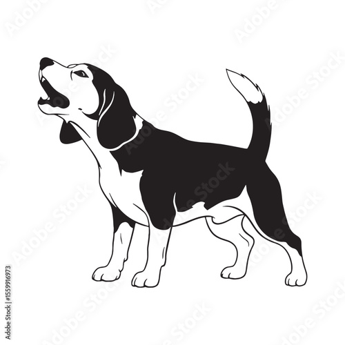 Featuring an authentic Beagle canine digital black visual, accurately representing the breed - Beagle silhouette - Beagle Vector - Silhouette of Beagle - dog vector

