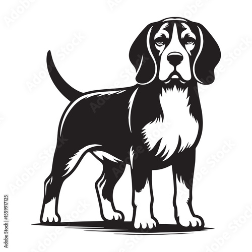 A versatile Beagle black vector asset, offering a clean, modern digital image - Beagle silhouette - Beagle Vector - Silhouette of Beagle - dog vector

