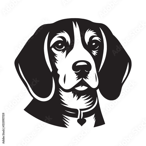 Displaying a recognizable Beagle digital black vector, embodying its unique presence - Beagle silhouette - Beagle Vector - Silhouette of Beagle - dog silhouette

