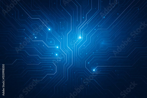 Blue glowing micro circuit background futuristic neural network design electronic motherboard pattern digital technology template for artificial intelligence project