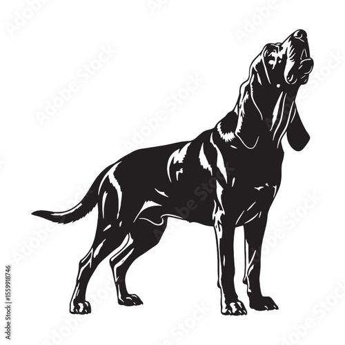An exceptionally detailed Bloodhound digital silhouette, perfect for clear rendering - Bloodhound silhouette - Bloodhound Vector - Silhouette of Bloodhound - dog silhouette

