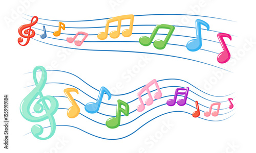 Cute musical notes fade in and fade out effect