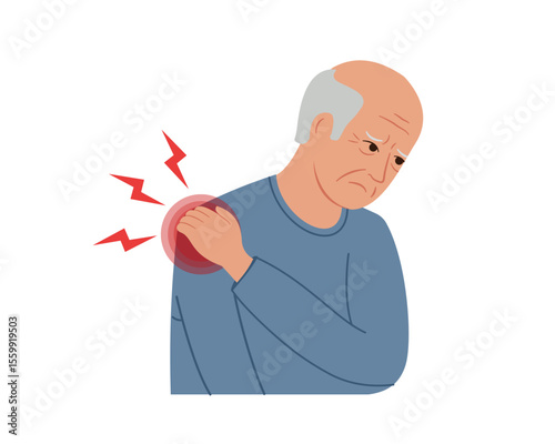 Senior man suffering from pain in shoulder Arthritis vector illustration