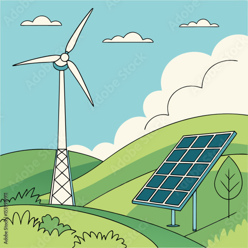 solar panels and wind turbines