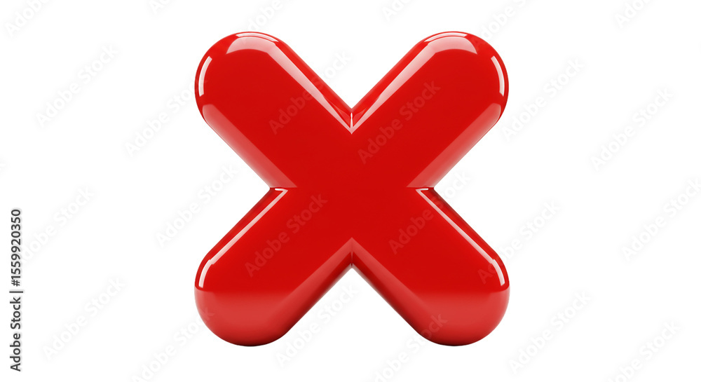 Fototapeta premium Red Cross Mark Symbol: A red cross mark symbol. representing denial, error, or incorrectness.