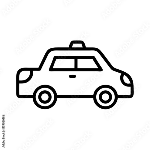 Vector illustration of a cartoon taxi car icon for transport and travel design
