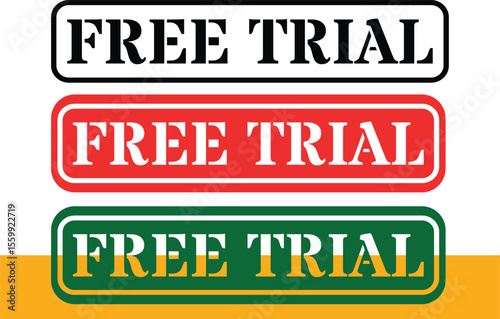 Three free trial banners in black red and green colors