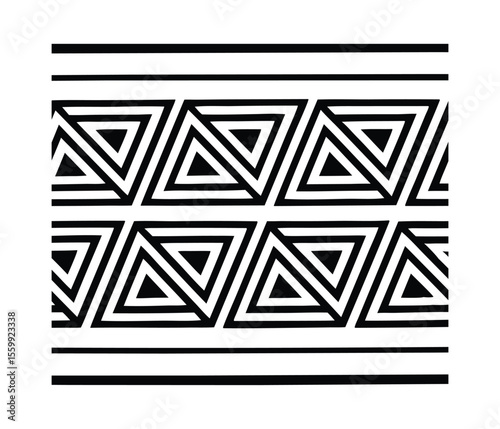 Concentric Triangle Pattern in Geometric Grid Line Art Illustration