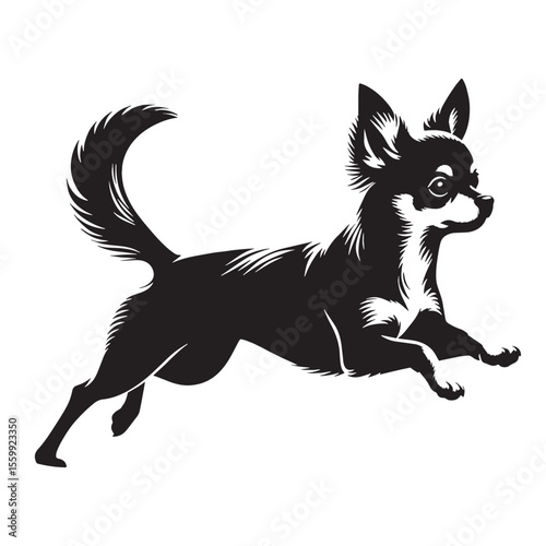 A lively Chihuahua dog artwork, capturing the breed's spirited nature - Chihuahua silhouette - Chihuahua Vector - Silhouette of Chihuahua - dog silhouette

