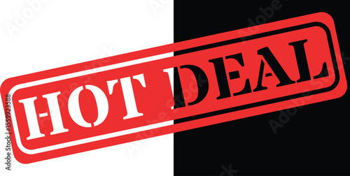 Bold red stamp declares hot deal against contrasting backgrounds