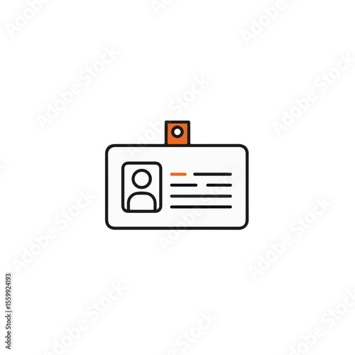 An illustration of an employee identification badge, with a person symbol and information. 