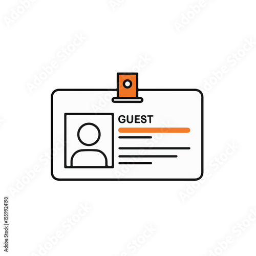Identification badge, guest id card on isolated.