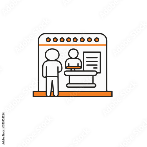 A customer service agent assisting a person at the counter