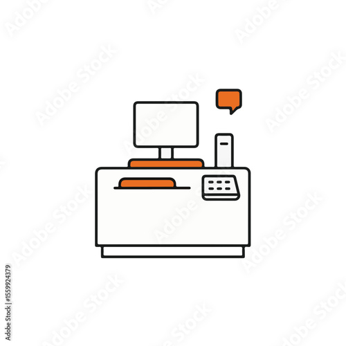 Streamlined illustration of a modern checkout counter.