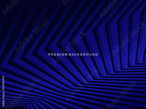 This abstract vector image features a dynamic gradient pattern of dark to light blue diagonal lines and chevrons, creating the illusion of depth and movement. Suitable for digital businesses, etc.