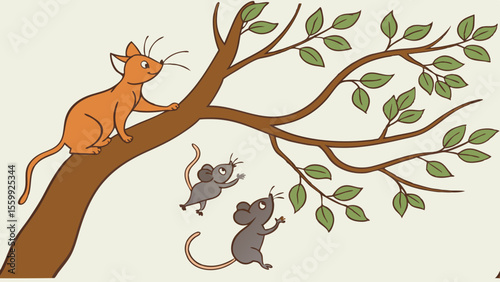 playful a cat and mischievous mice