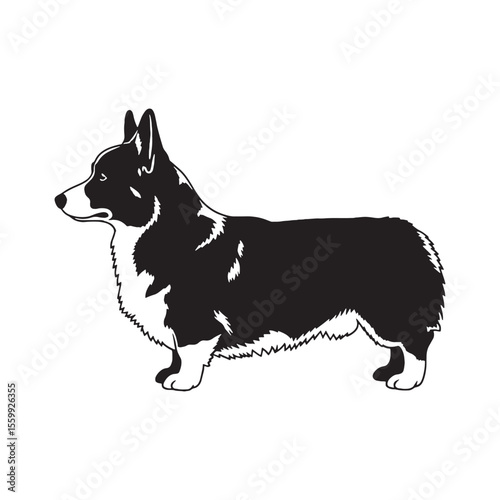Presenting a defined Corgi dog drawing, with sharp, recognizable lines - Corgi silhouette - Corgi Vector - Silhouette of Corgi - dog vector

