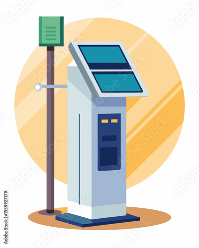 A modern docking station equipped with solar technology perfect for main entryways or communal living spaces to keep everyones devices charged.. Vector illustration