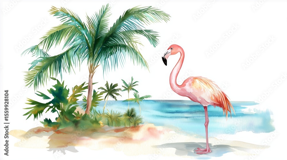 Fototapeta premium Punta Cana. Punta Cana hand drawn watercolor illustration