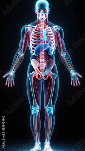 Stunning 3 D Animation Human Anatomy Skeletal System Full Body Male Model Medical Science Education Healthcare Broadcast Graphics Motion Graphics Medical Visualization Realistic