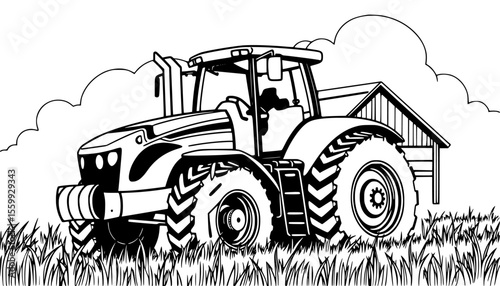 Powerful Tractor in Farmland Ready For Soil Clearance - Agriculture Design