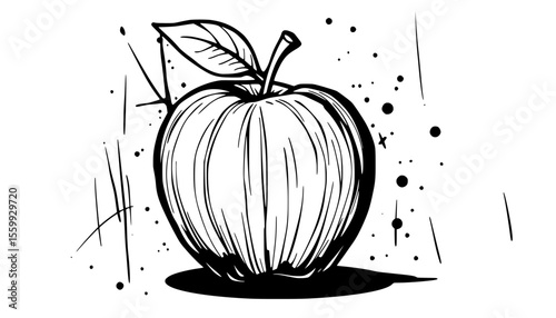 Hand-Drawn Apple Illustration A Simple, Elegant Sketch Healthy Fruit