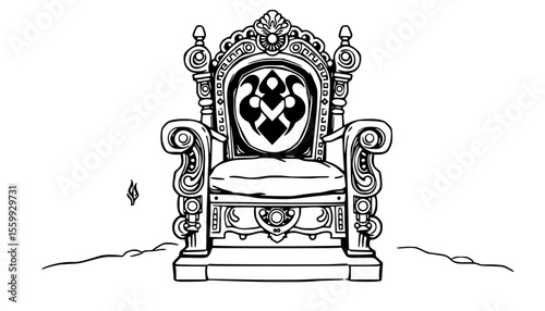 Ornate Throne Illustration Regal Seat of Power and Majesty 