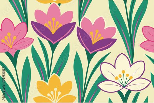 Colorful Spring Floral Pattern Botanical Flower Design