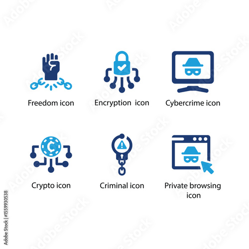 Freedom, Encryption, Cybercrime, Crypto, Criminal, Private browsing icon