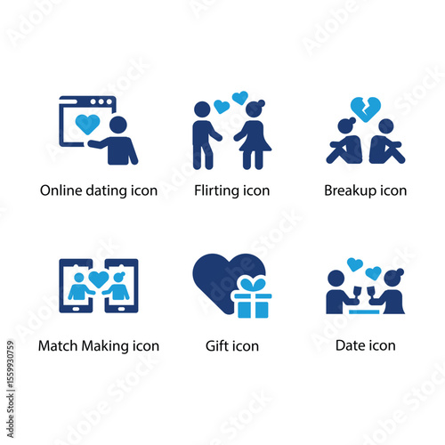 Online dating, Flirting, Breakup, Match Making, Gift, Date icon